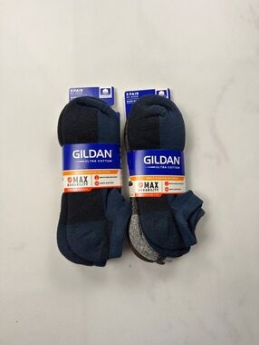 Gildan Athletic Socks Navy Brown 3 Pairs Lot of 2 - Mens Size 6-12 NWT